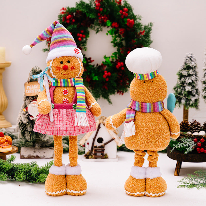 Christmas Stretchable Legs Gingerbread Man Doll Ornaments