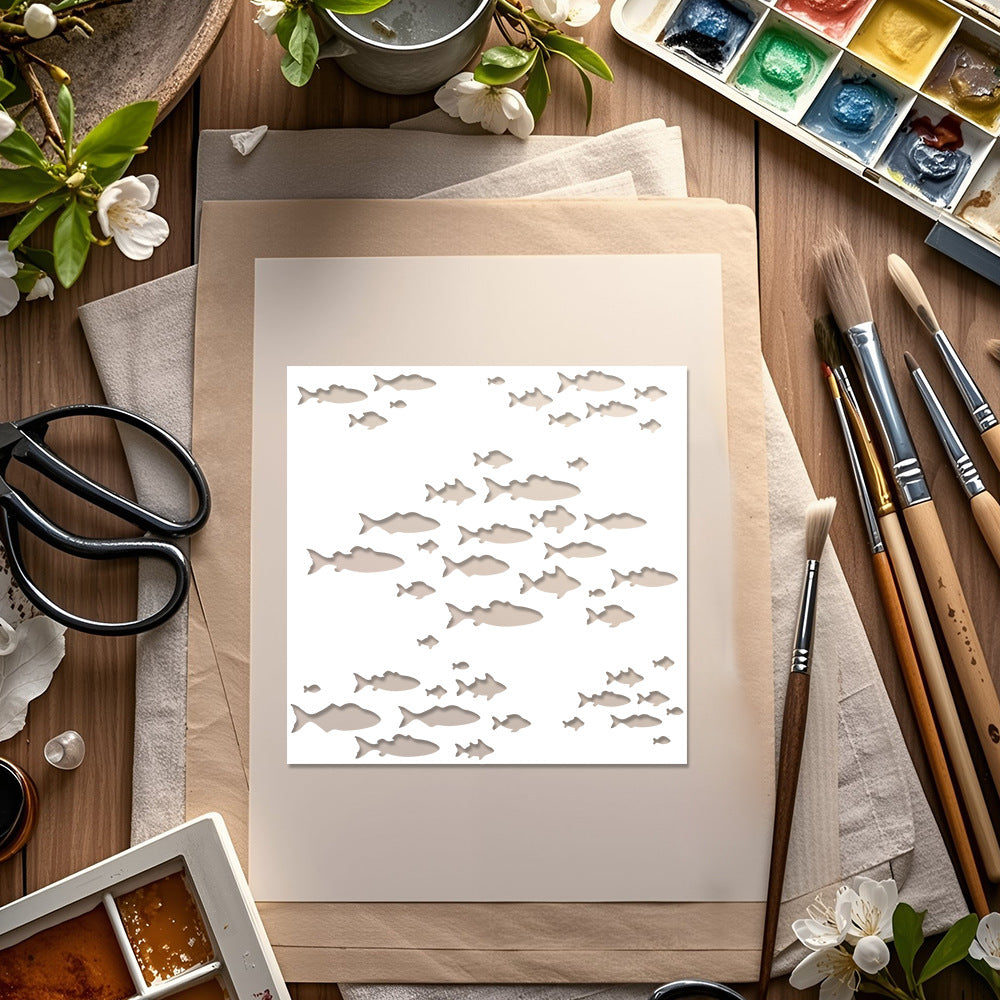 Fish Pattern DIY Painting Hollow Stencil