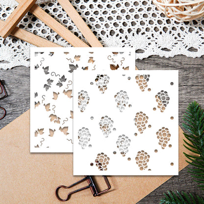 2 PCS Grape Pattern DIY Painting Hollow Stencil