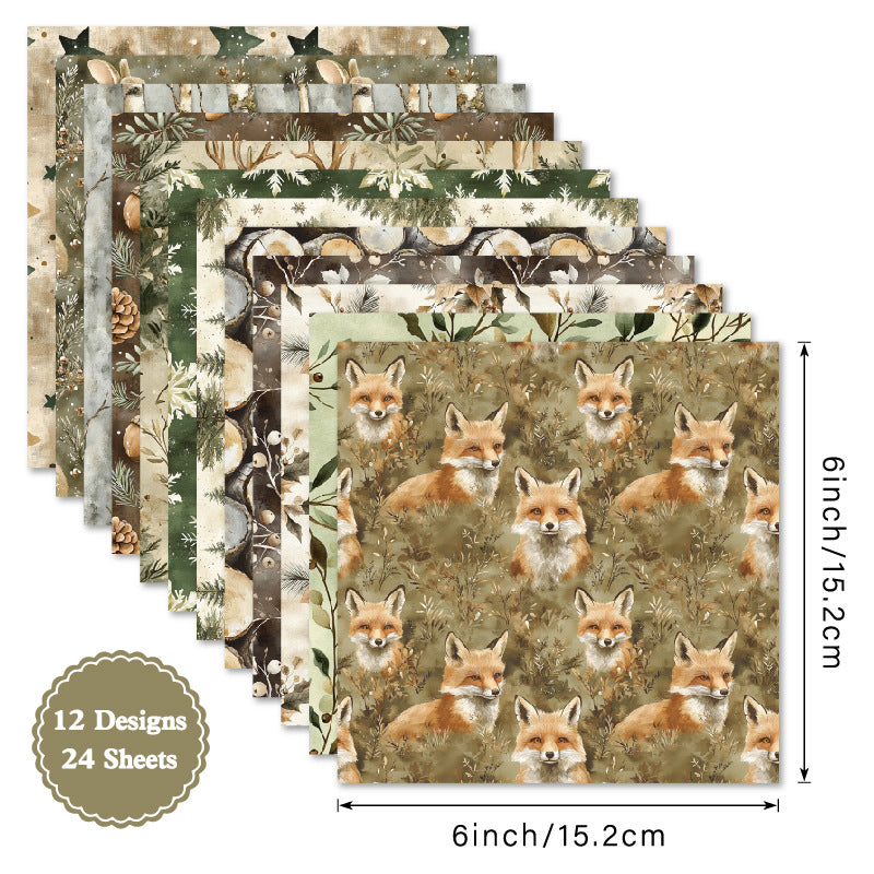 24PCS 6" Forest Scrapbook Paper & Cardstock