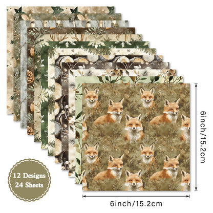 24PCS 6" Forest Scrapbook Paper & Cardstock