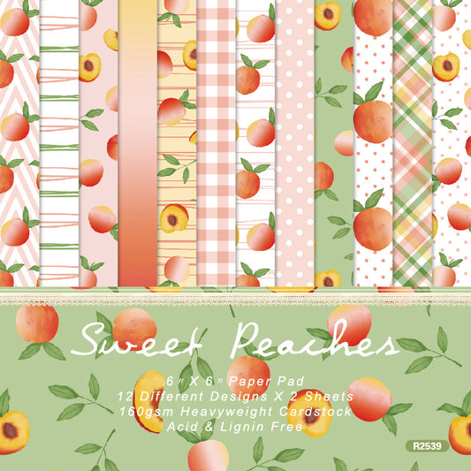 24PCS 6" Sweet Peaches Scrapbook Paper & Cardstock
