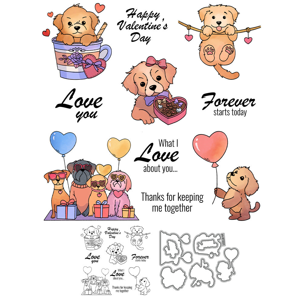 Valentine's Day Puppy Dies & Stamps Set