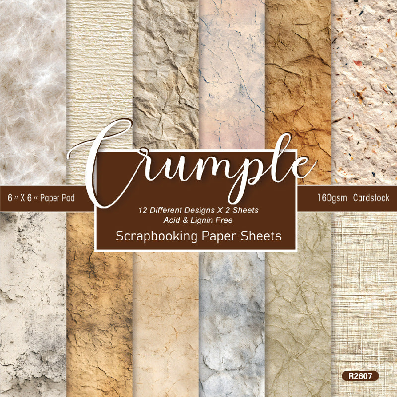 24PCS 6" Crumple Scrapbook Paper & Cardstock