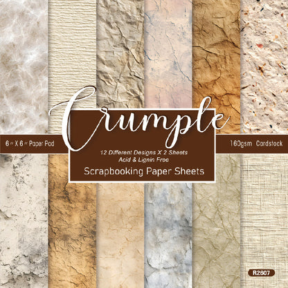24PCS 6" Crumple Scrapbook Paper & Cardstock