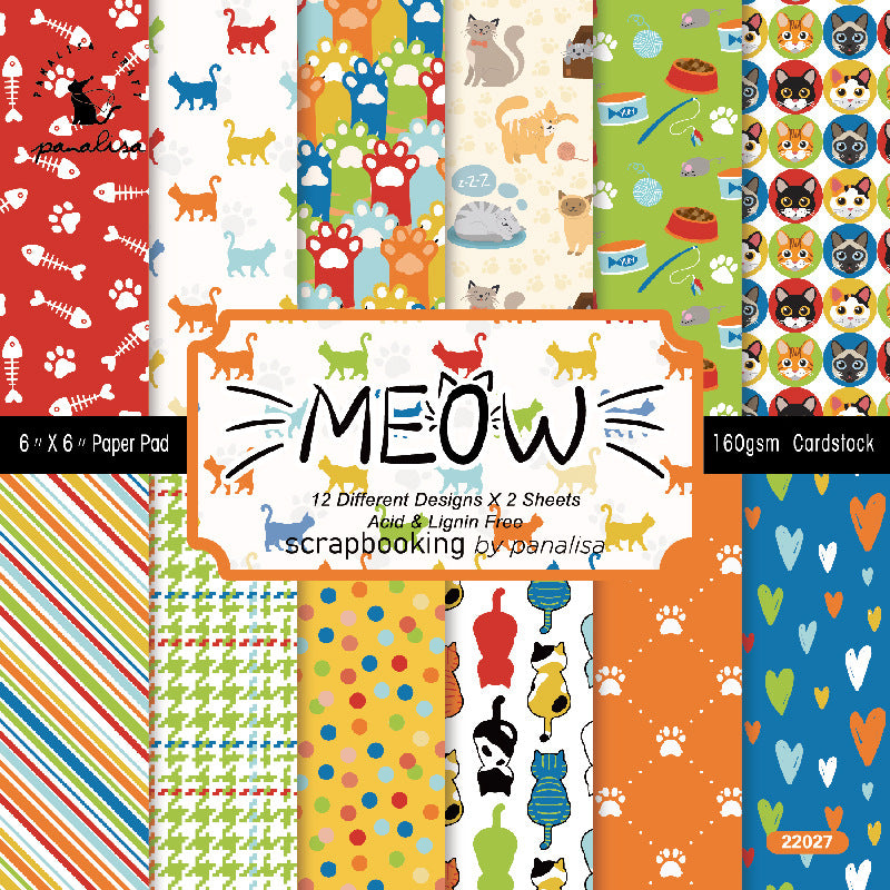 24PCS 6" Cute Cat Pet Scrapbook Paper & Cardstock