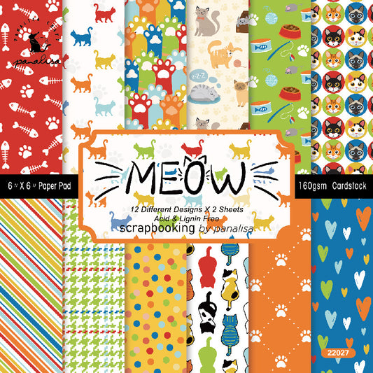 24PCS 6" Cute Cat Pet Scrapbook Paper & Cardstock