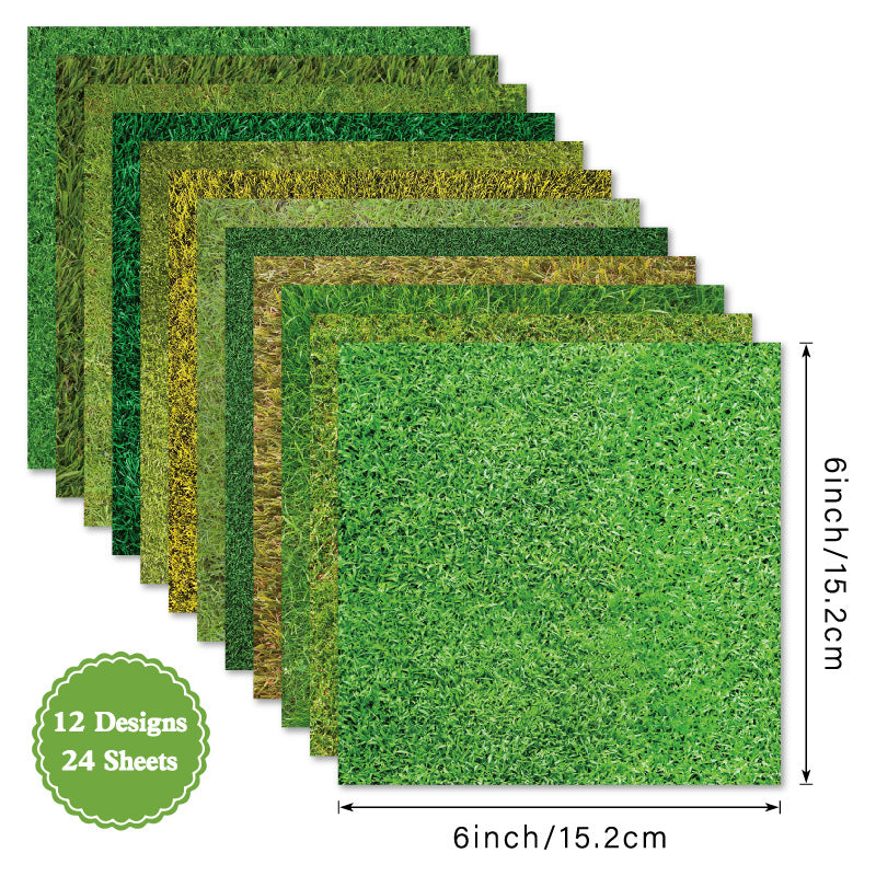 24PCS 6" Green Meadow Scrapbook Paper & Cardstock