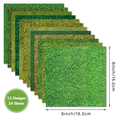 24PCS 6" Green Meadow Scrapbook Paper & Cardstock
