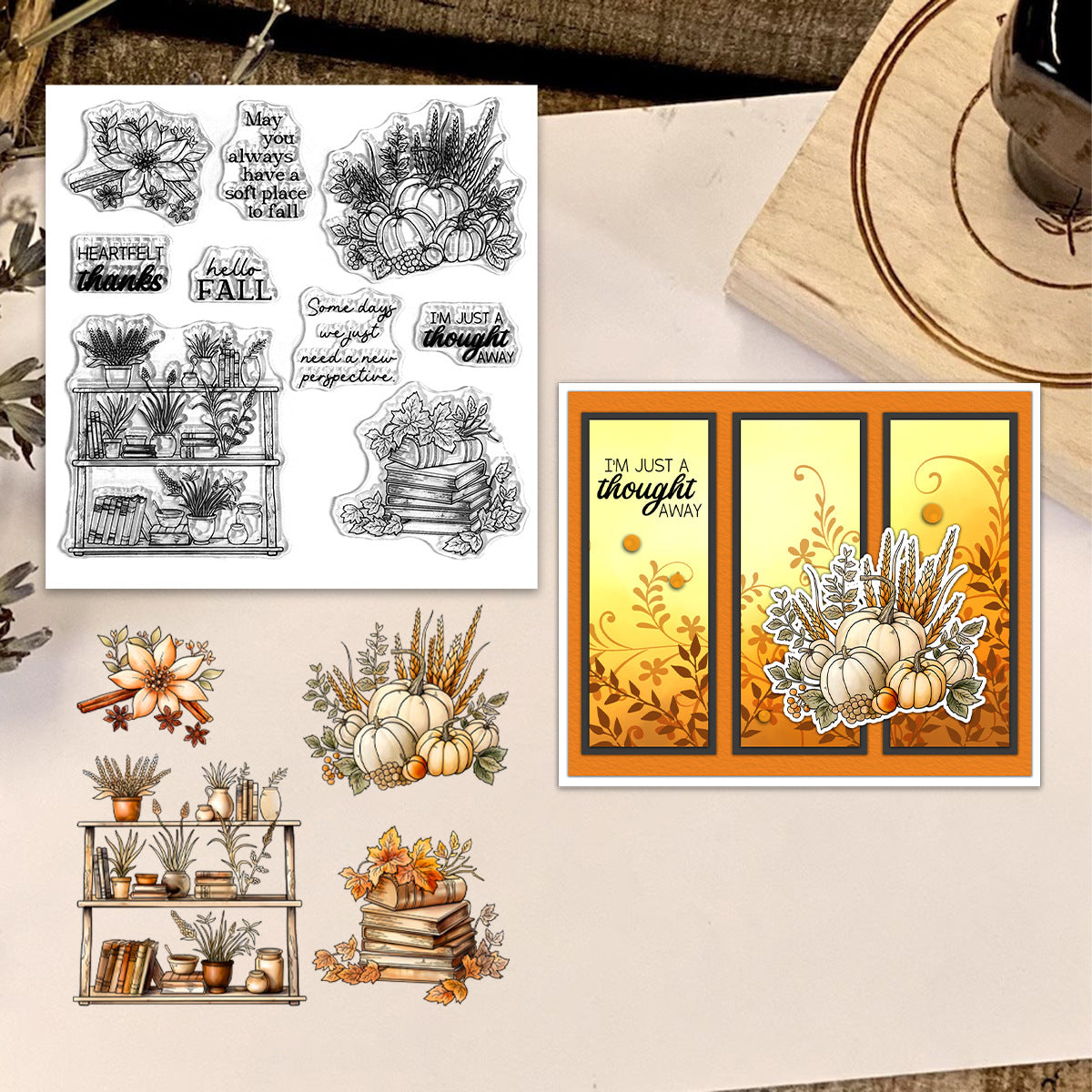 Autumn Pumpkins Books Clear Stamps
