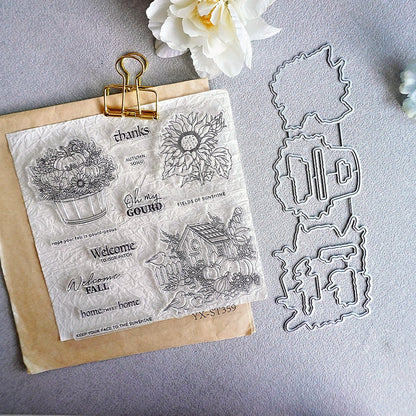 Autumn Bird House Dies & Stamps Set