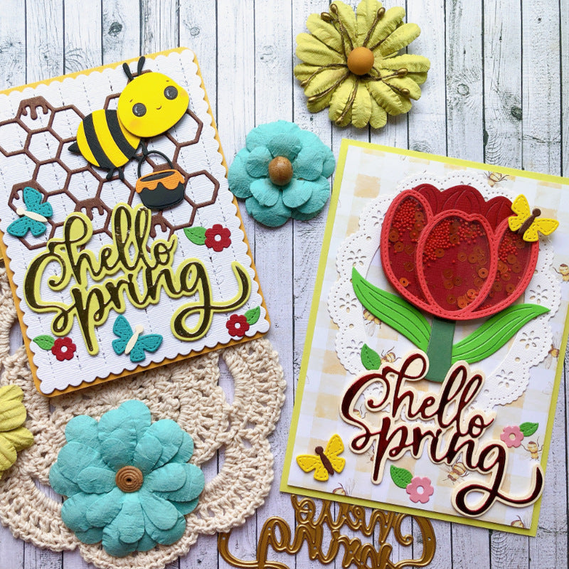 "Hello Spring" Words Metal Cutting Dies