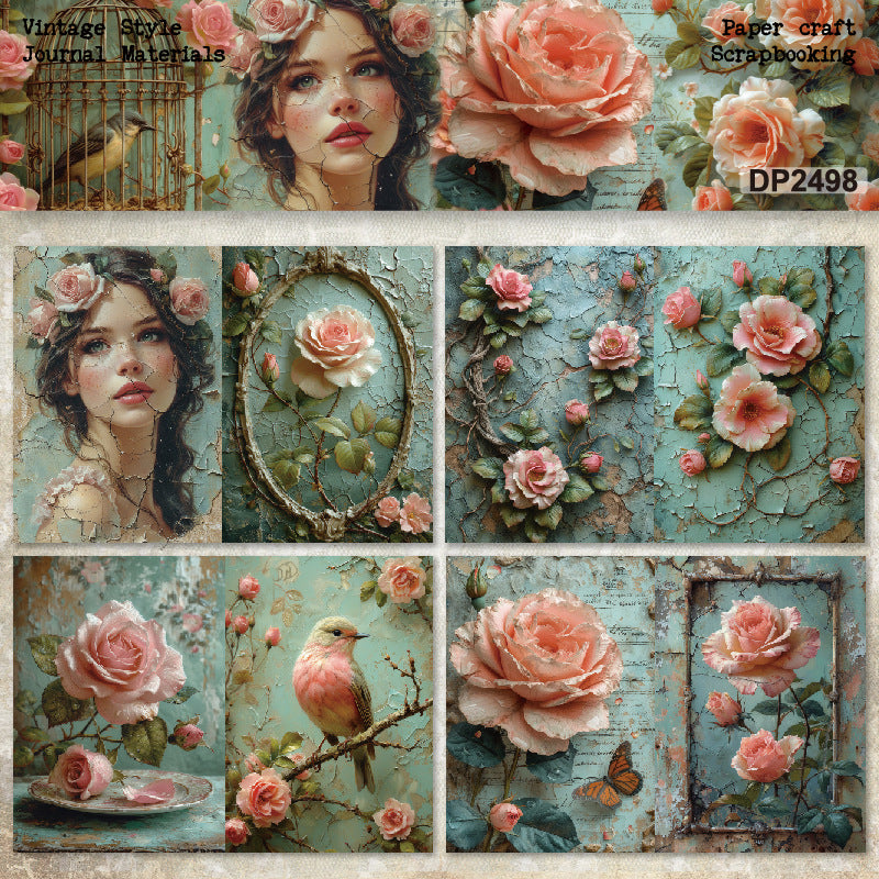 A5 Beautiful Girl and Flowers Journal Scrapbook Paper