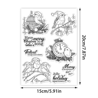 Christmas Bird On Branch Clear Stamps
