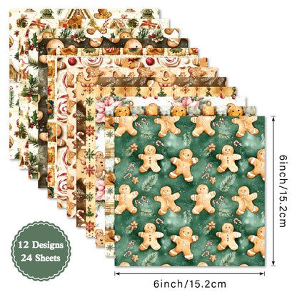 24PCS 6" Biscuit Scrapbook Paper & Cardstock