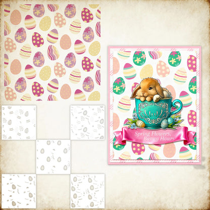 5 PCS Easter Eggs Pattern DIY Painting Hollow Stencil