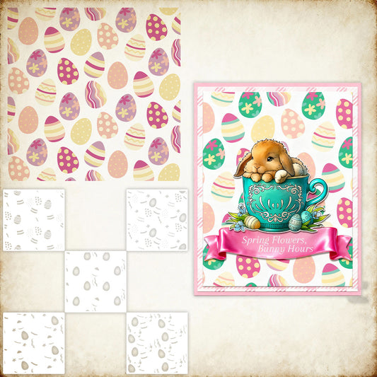 5 PCS Easter Eggs Pattern DIY Painting Hollow Stencil