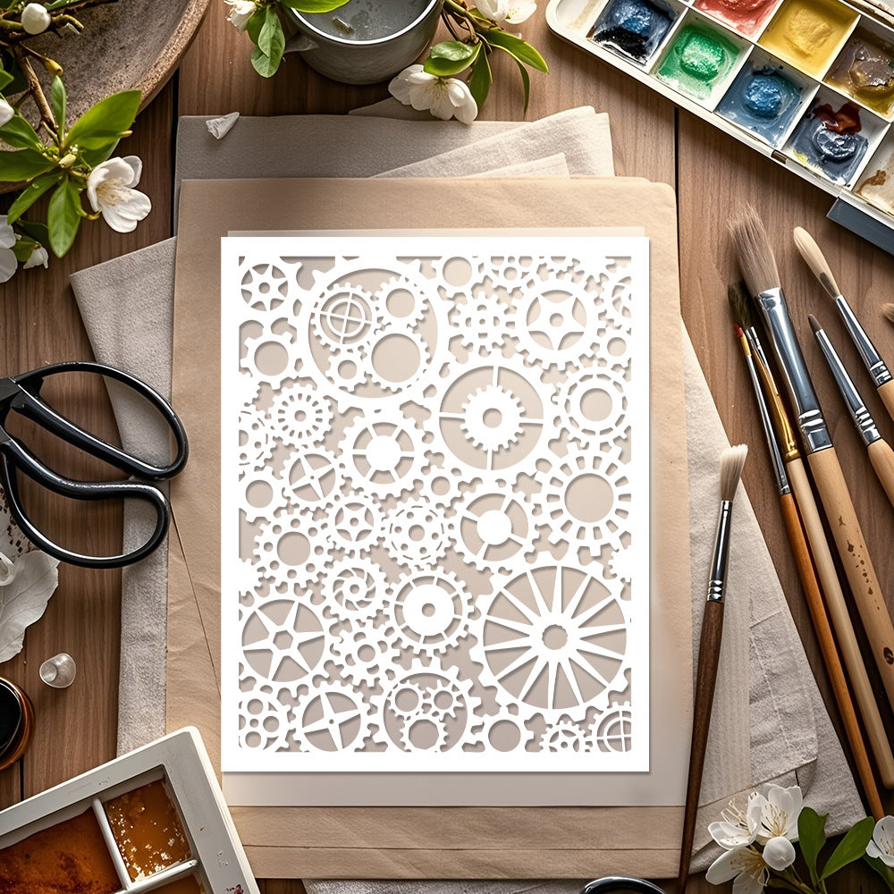 Gear Background DIY Painting Hollow Stencil