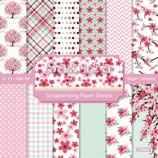 24PCS 6" Sakura Scrapbook Paper & Cardstock