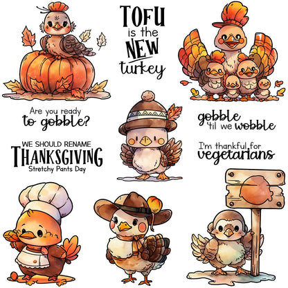 Thanksgiving Cute Turkey Dies & Stamps Set