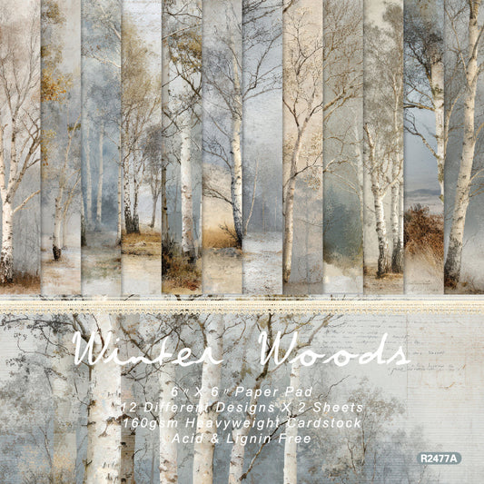 24PCS 6" Winter Woods Scrapbook Paper & Cardstock