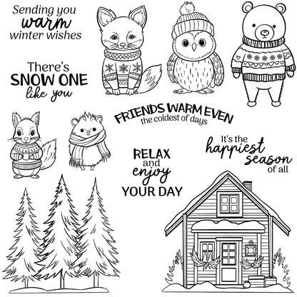 Winter Animal Tree House Dies & Stamps Set