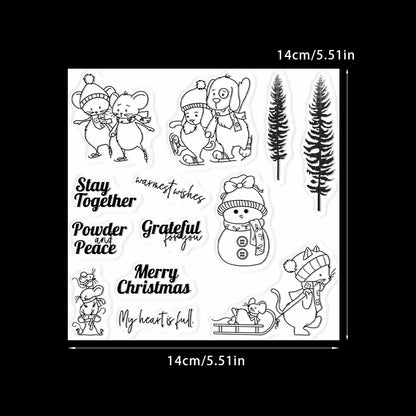 Winter Skiing Animals Dies & Stamps Set