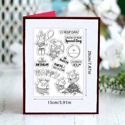 Holiday Greetings Animal Pigs Dies & Stamps Set