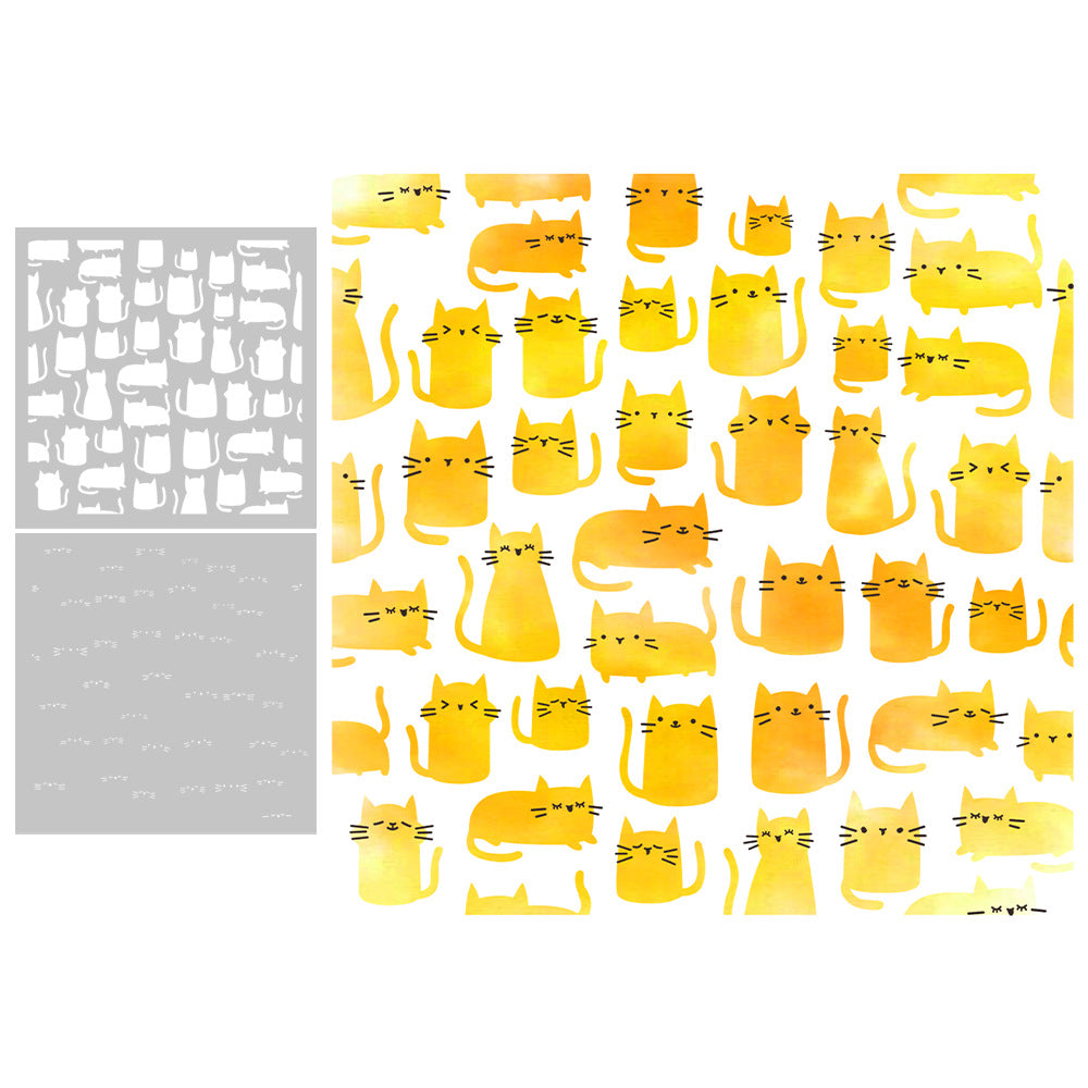 2 PCS Cute Cat Pattern DIY Painting Hollow Stencil