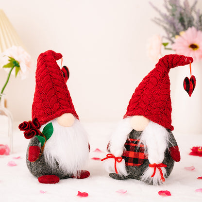 Valentine's Day Red Knit Cap Gnome Doll Ornaments