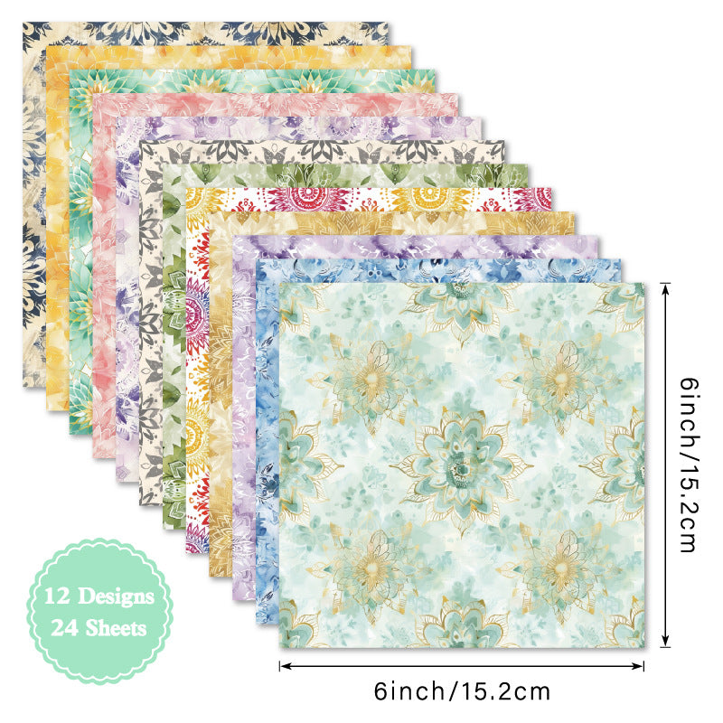 24PCS 6" Soft Mosaic Scrapbook Paper & Cardstock