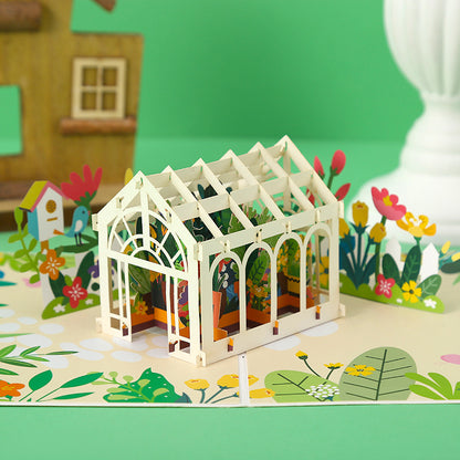 3D Flower House Pop-Up Greeting Card