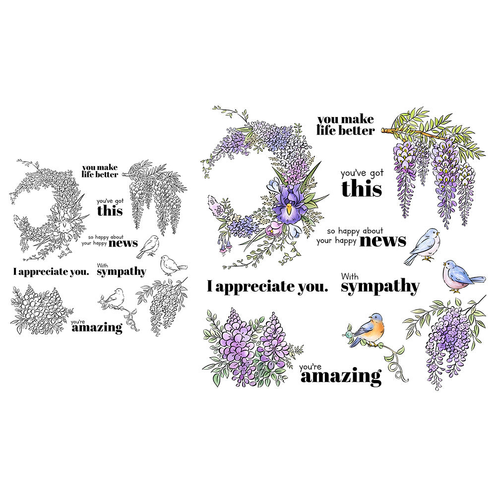 Wisteria Flowers Clear Stamps
