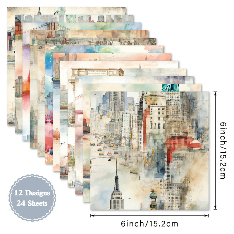 24PCS 6" Skyline Scrapbook Paper & Cardstock