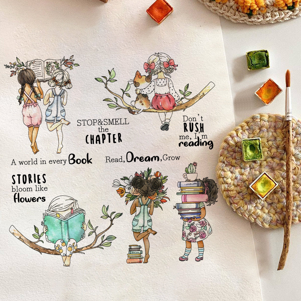 Little Girl Reading Clear Stamps