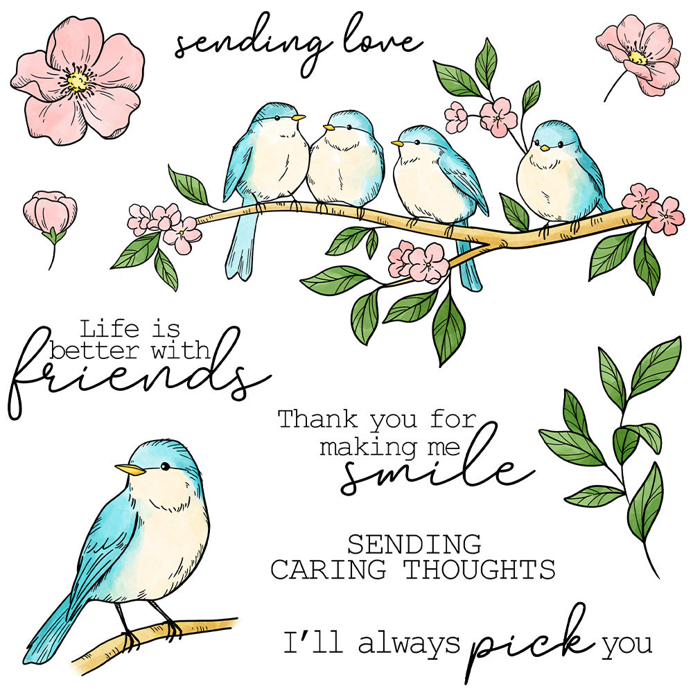 Birds and Fragrant Flowers Dies & Stamps Set