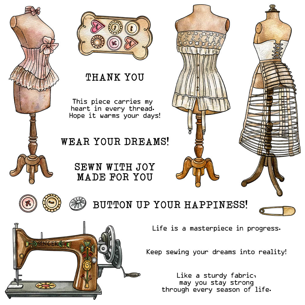 Clothes Rack Sewing Machine Clear Stamps