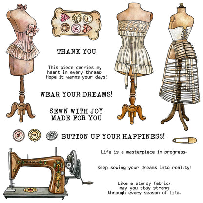 Clothes Rack Sewing Machine Clear Stamps