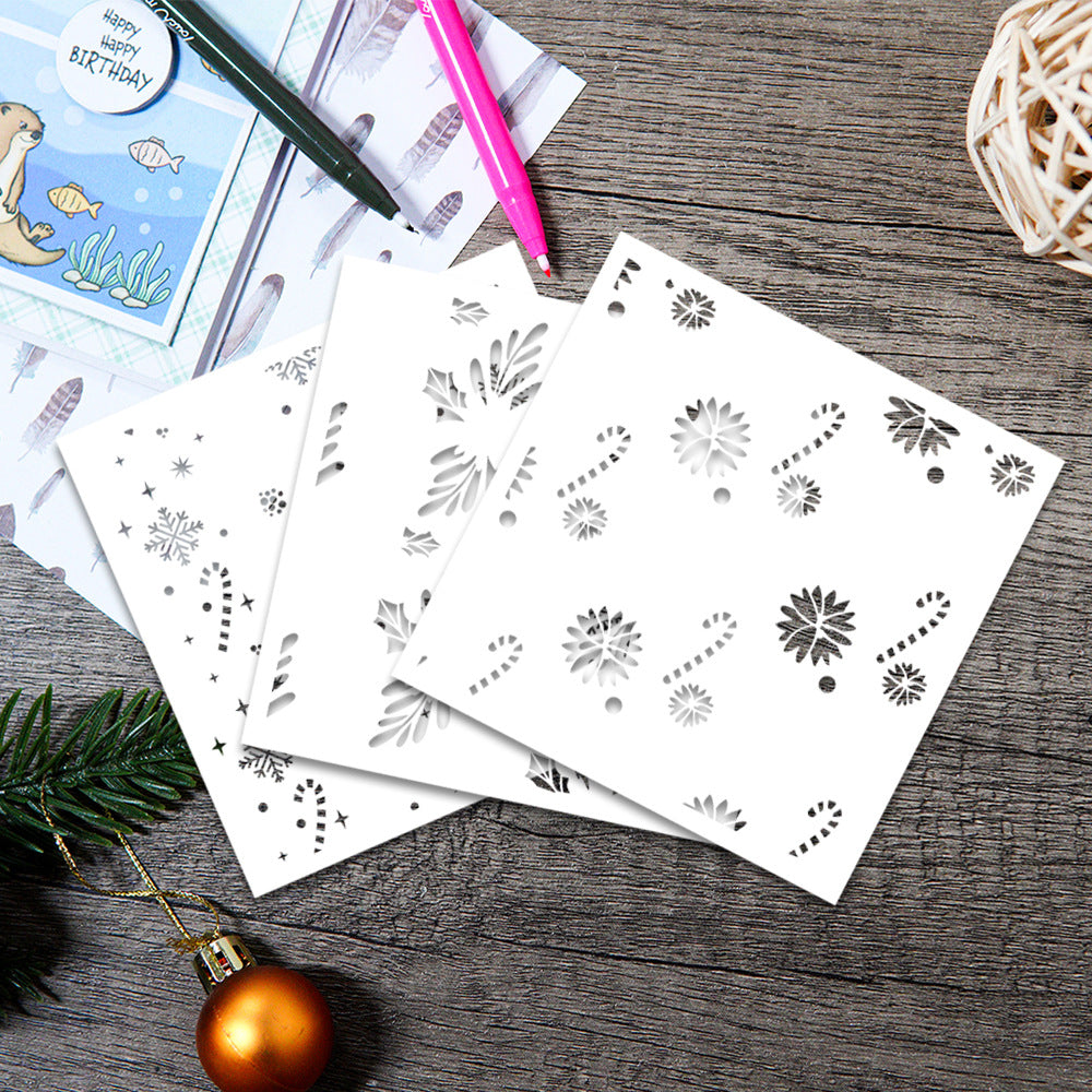 3 PCS Christmas Decorations DIY Painting Hollow Stencil