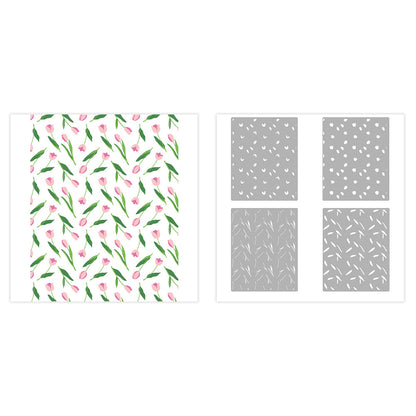 4 PCS Tulip Pattern DIY Painting Hollow Stencil