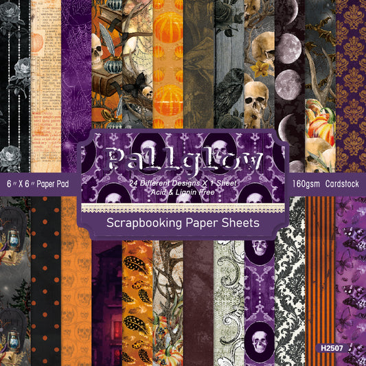 24PCS 6" Halloween Theme Scrapbook Paper & Cardstock