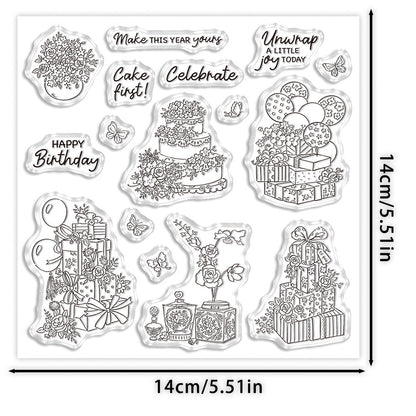 Cake and Flowers Clear Stamps