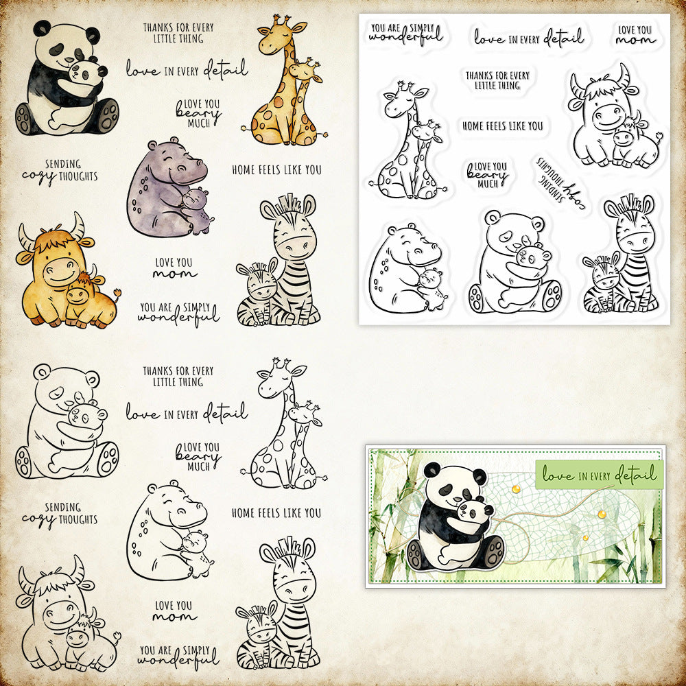 Love Mom Baby Animals Clear Stamps