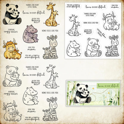 Love Mom Baby Animals Clear Stamps