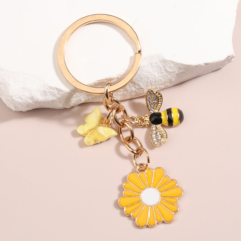 Cute Bee Dragonfly Butterfly Flower Keychain