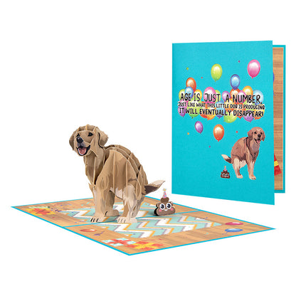 3D Creative Funny Golden Retriever Pop-Up Card