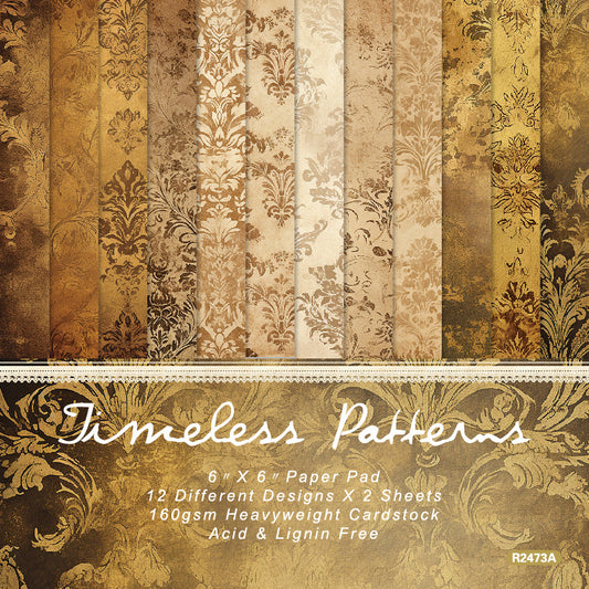 24PCS 6" Timeless Patterns Scrapbook Paper & Cardstock