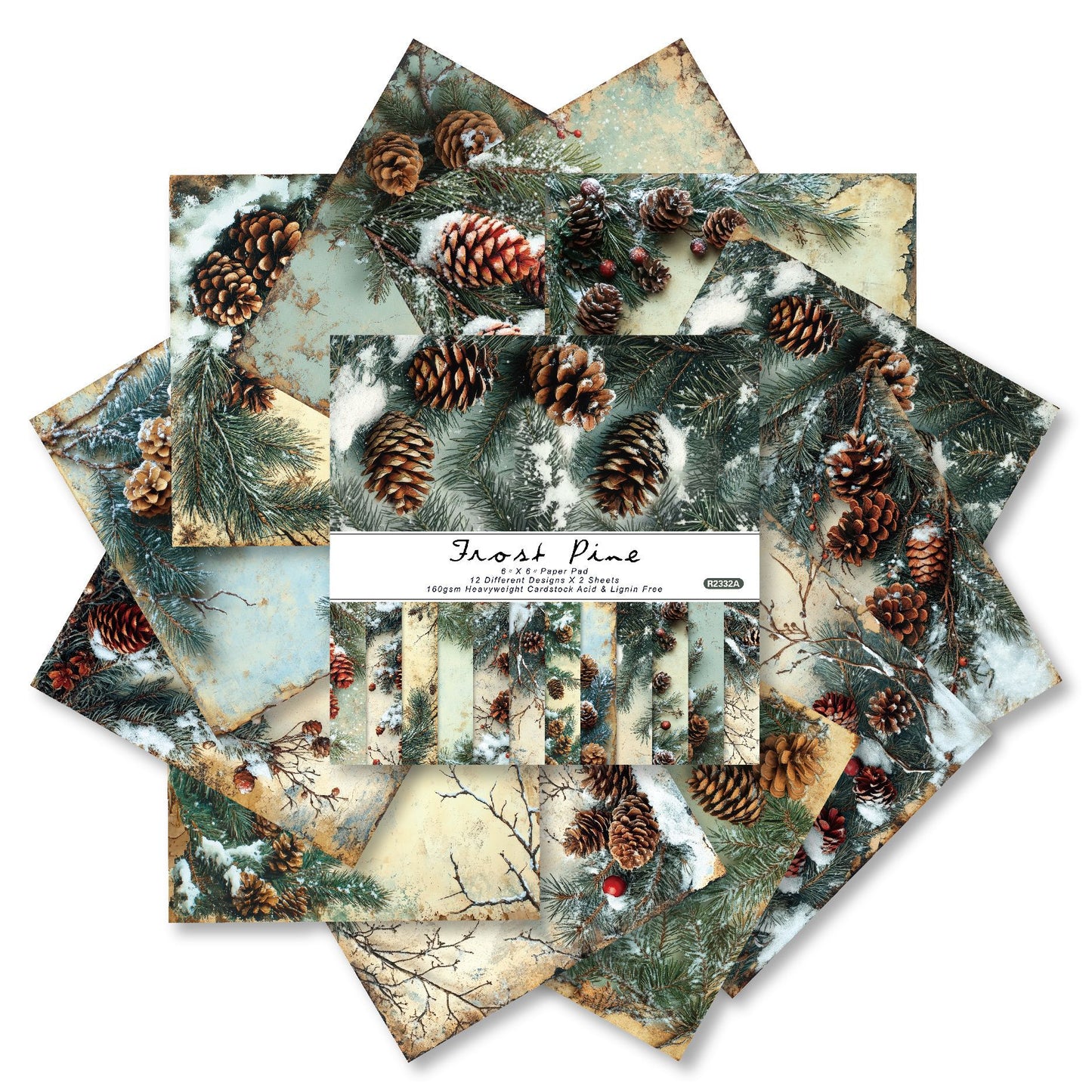 24PCS 6" Frost Pine Scrapbook Paper & Cardstock