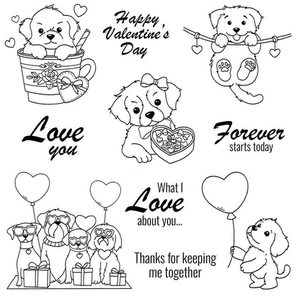 Valentine's Day Puppy Dies & Stamps Set