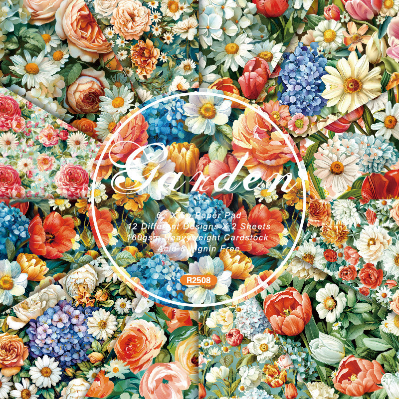 24PCS 6" Garden Scrapbook Paper & Cardstock